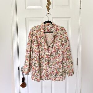 100% linen floral blazer | JM Collection
